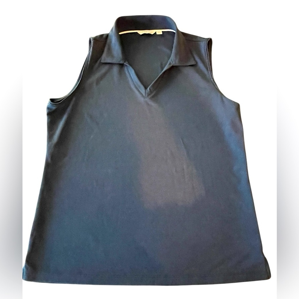 ⛳️Like New LADY HAGEN Women's Lg Sleeveless Navy Top. Subtle diamond pattern